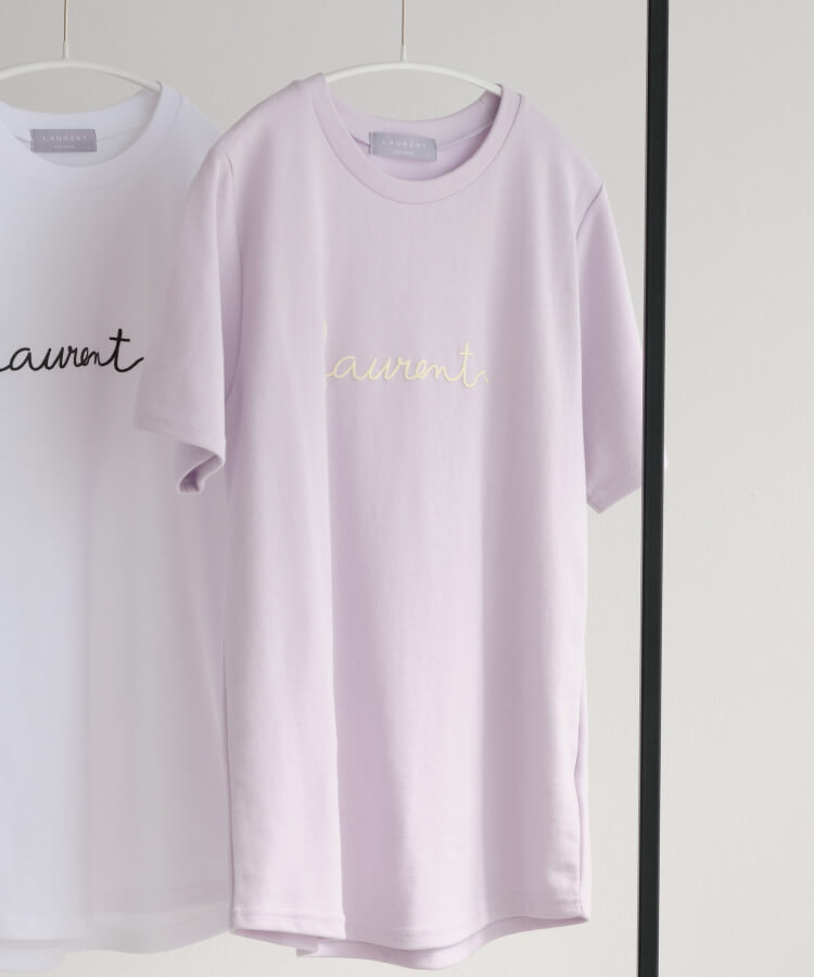 【MIA/ミア】裾レース付きシンプルロゴTシャツ