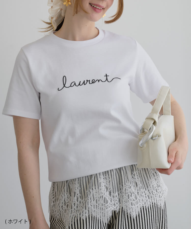 【MIA/ミア】裾レース付きシンプルロゴTシャツ