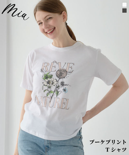 【MIA/ミア】ブーケプリントTシャツ