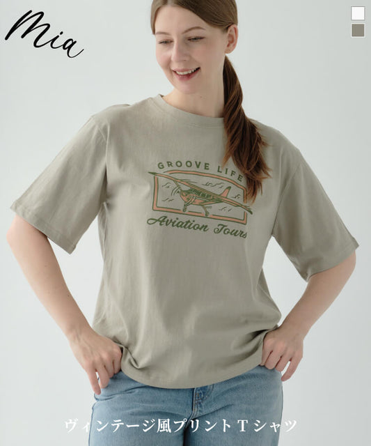 【MIA/ミア】ヴィンテージ風プリントTシャツ