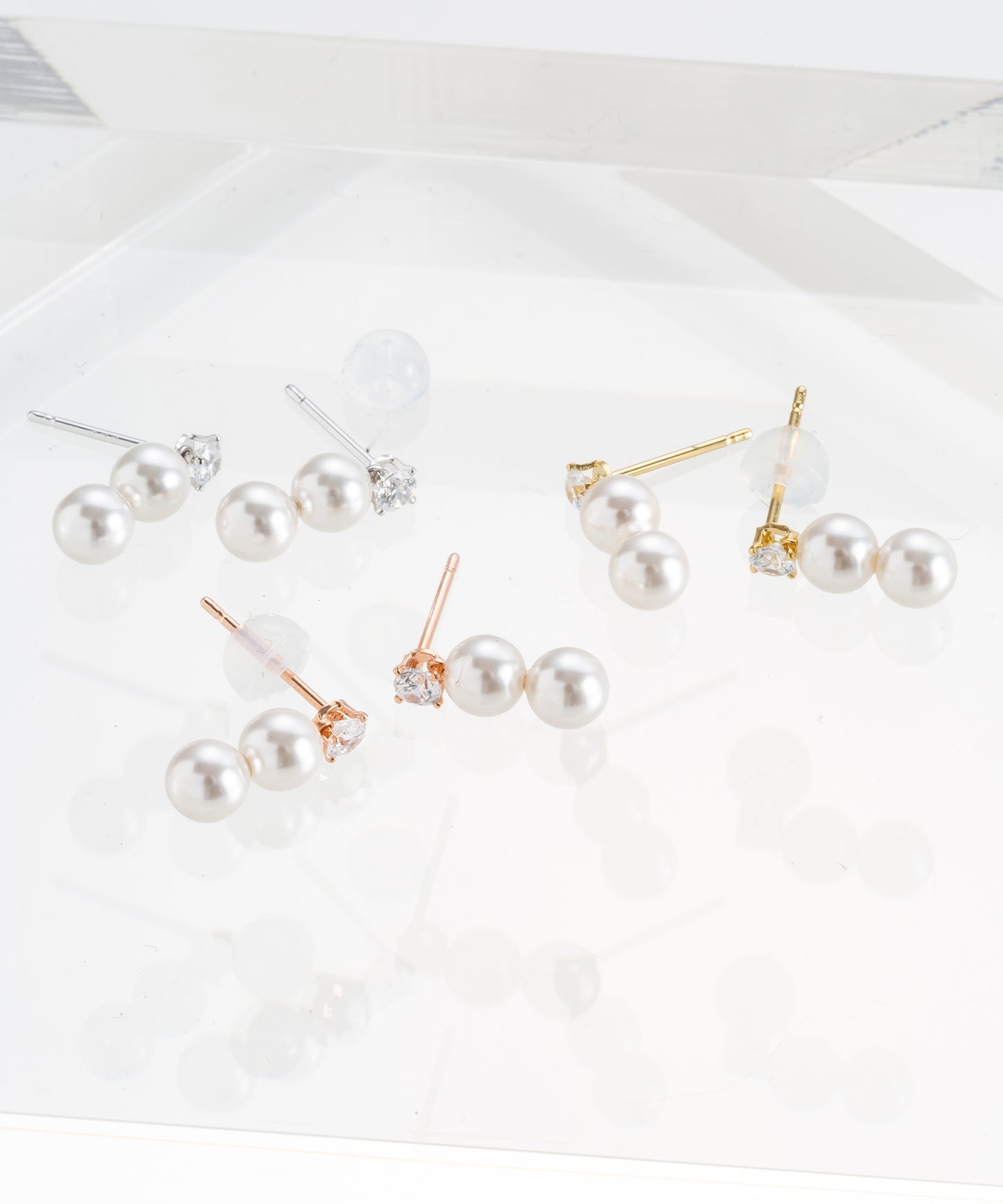 【sliver925】パールジルコニアラインピアス