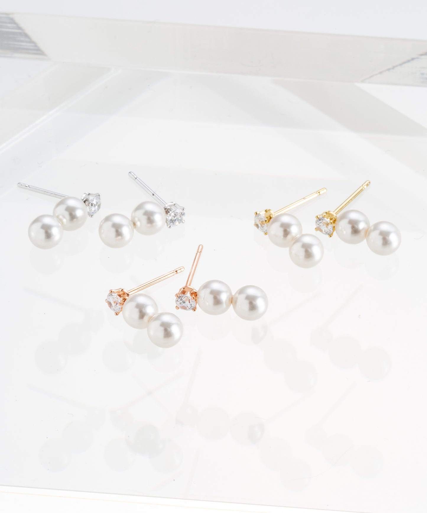 【sliver925】パールジルコニアラインピアス